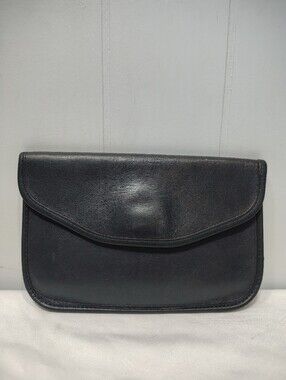 Vintage Michael Green Navy Blue Leather Snap Pouch Clutch Wallet Minimalist
